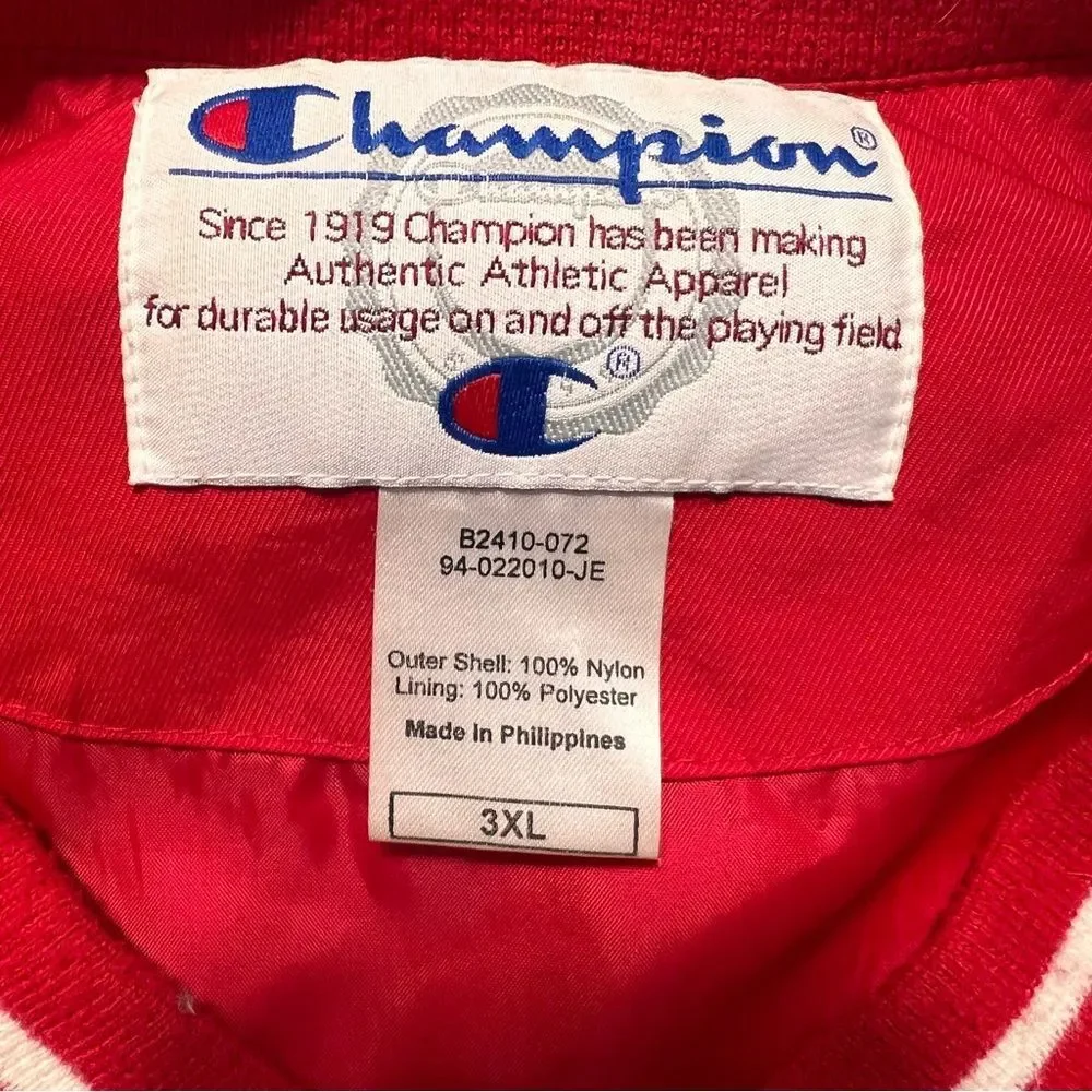 Champion Logo Scout Red Pullover Windbreaker Jacket Men’s 3XL V Neck B2410